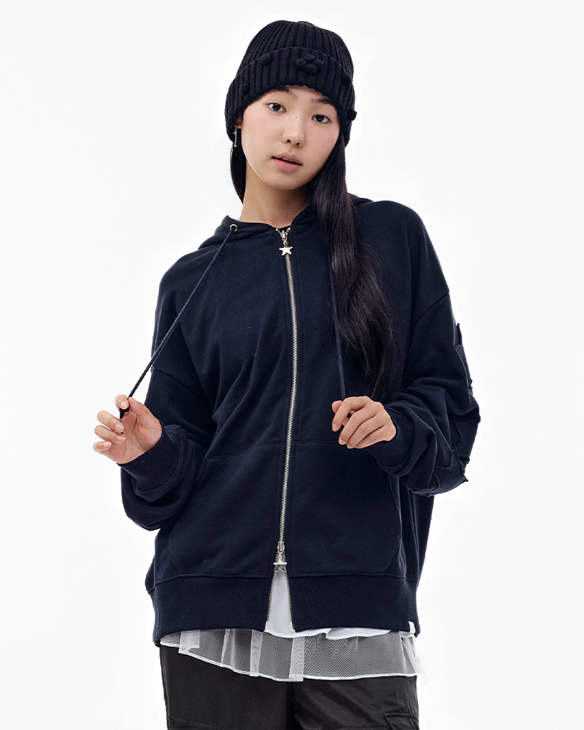 STAR PATCH HOOD ZIP-UP [NAVY] | ファッション通販サイト NUGU