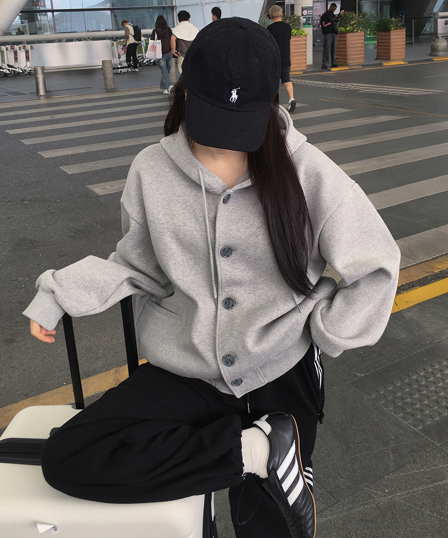 オーバーサイズコットンポケットフード付きパーカー | ファッション