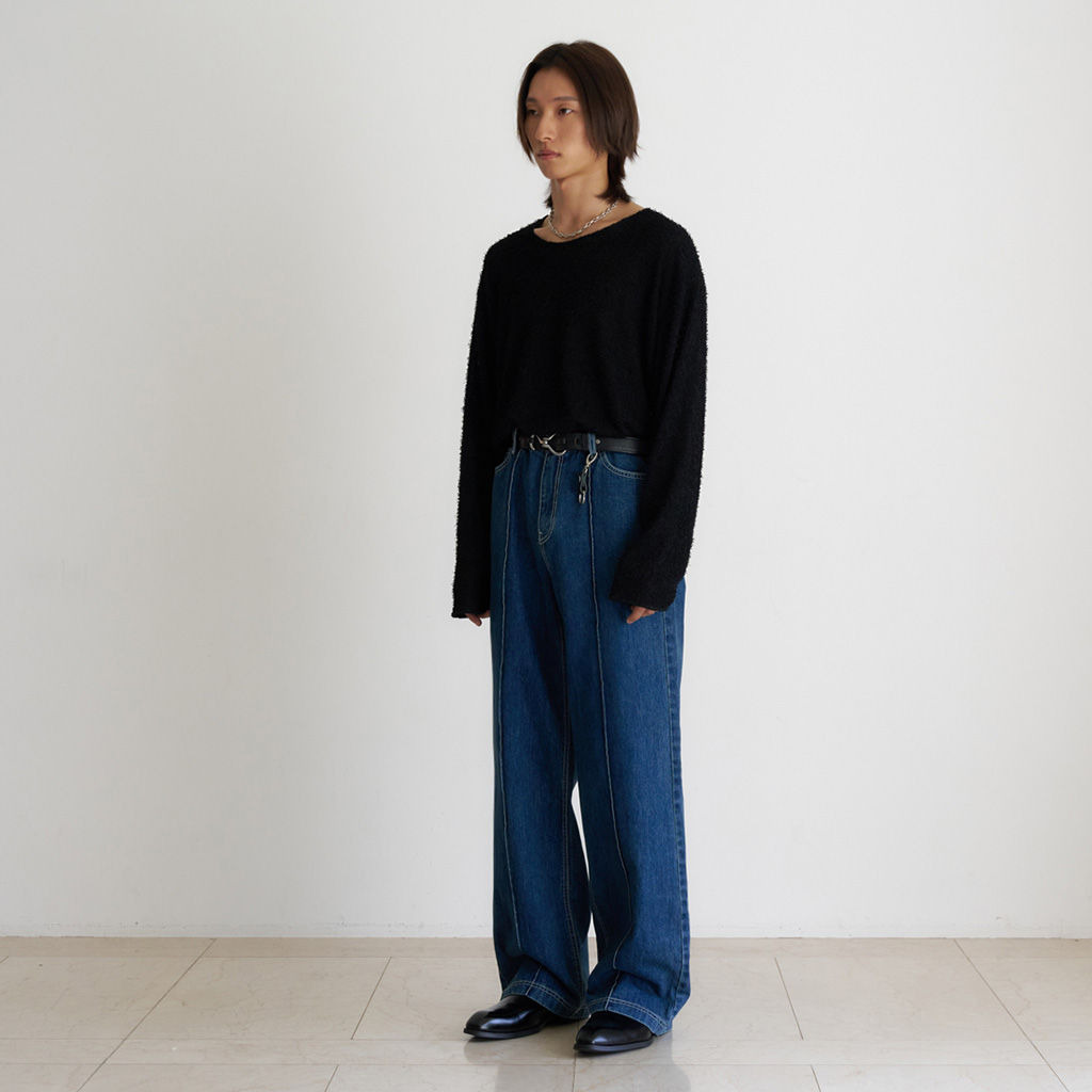 clutch ピンタックストレートデニムパンツ（black） 12回再販](ORIGINAL) ピンタックストレートデニムパンツ (black