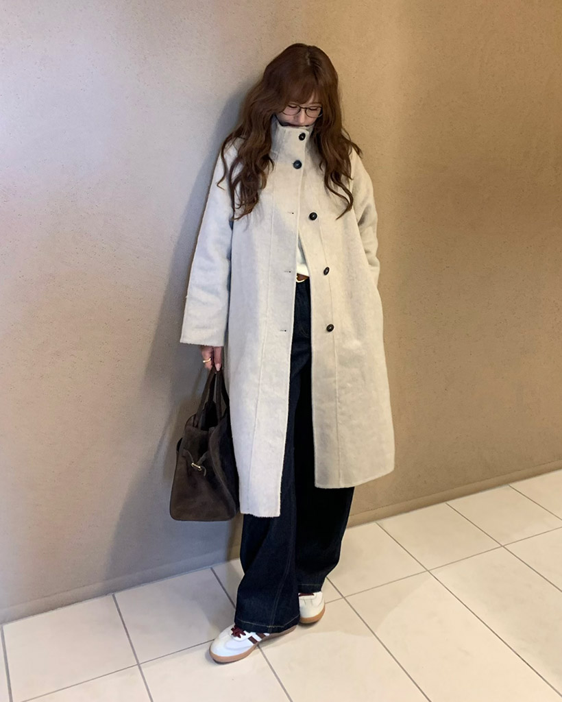 ハイネックハンドメイドロングコート