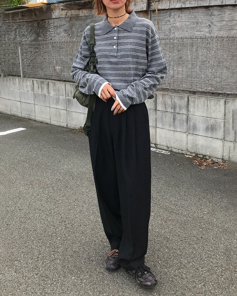 ボーダーポロカラーニット | ファッション通販サイト NUGU