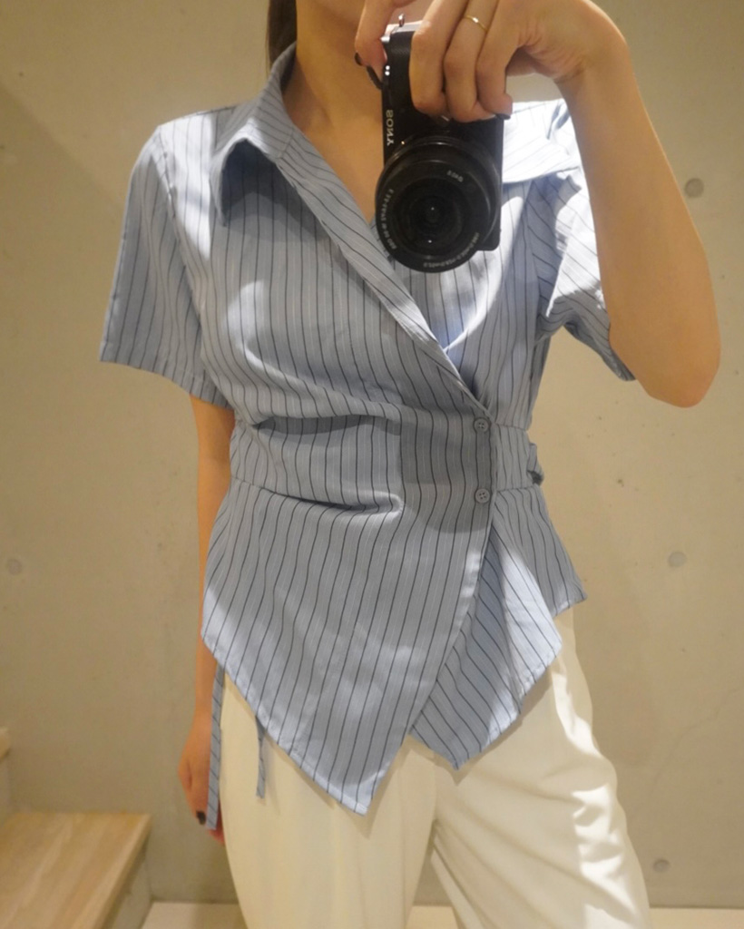 ストライプラップ半袖シャツ | ファッション通販サイト NUGU