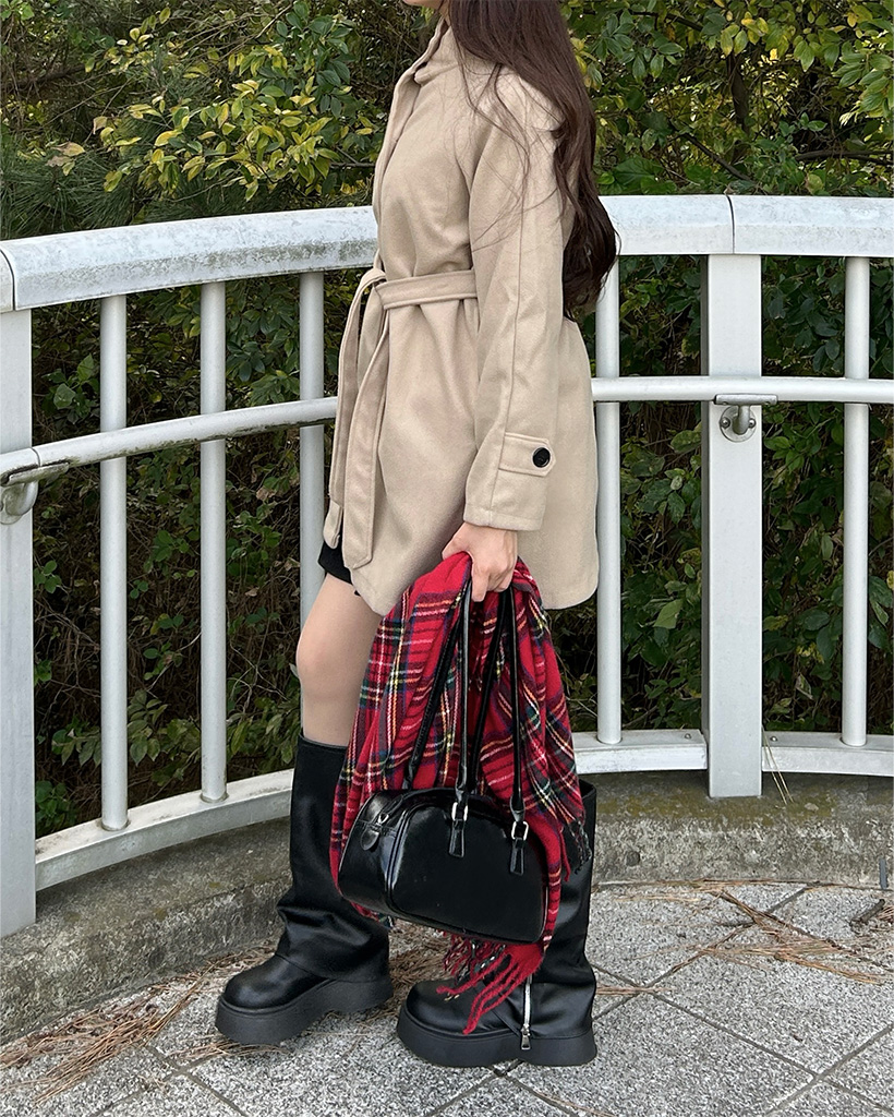 ベルトセットハイネックハーフコート | ファッション通販サイト NUGU