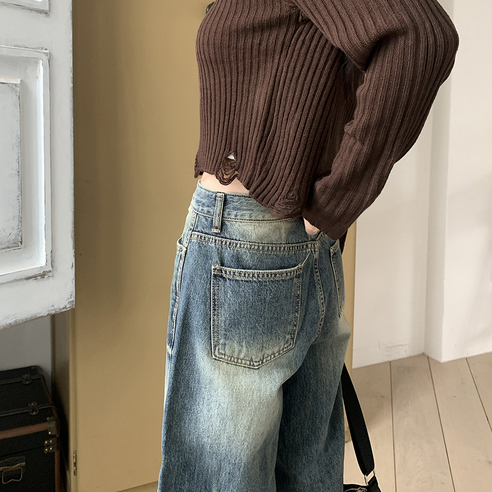 サイドファスナーワイドデニムパンツ着用3,4回股上36ウエスト70丈100cm SIDE ZIP WIDE DENIM PANTS/サイドジップワイドデニムパンツ