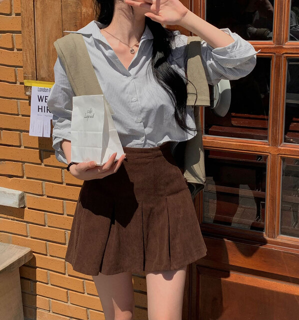 コーデュロイAラインプリーツミニスカート | ファッション通販