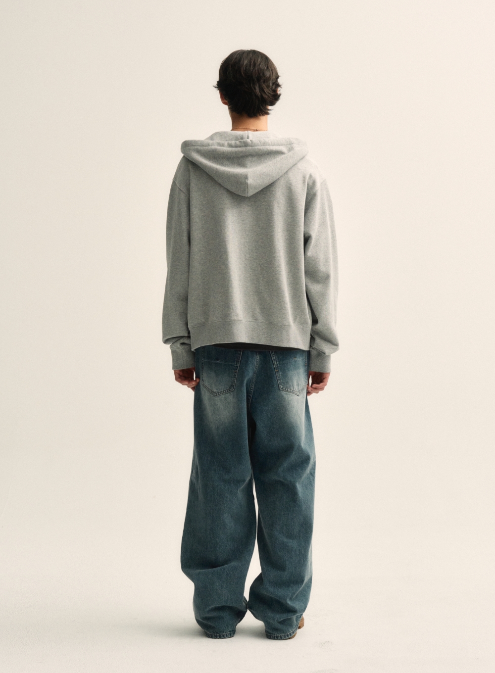 【SATUR】 Crease Hemline Wide Denim Pants /追跡付 Crease Hemline Wide Denim Pants - Union Washed