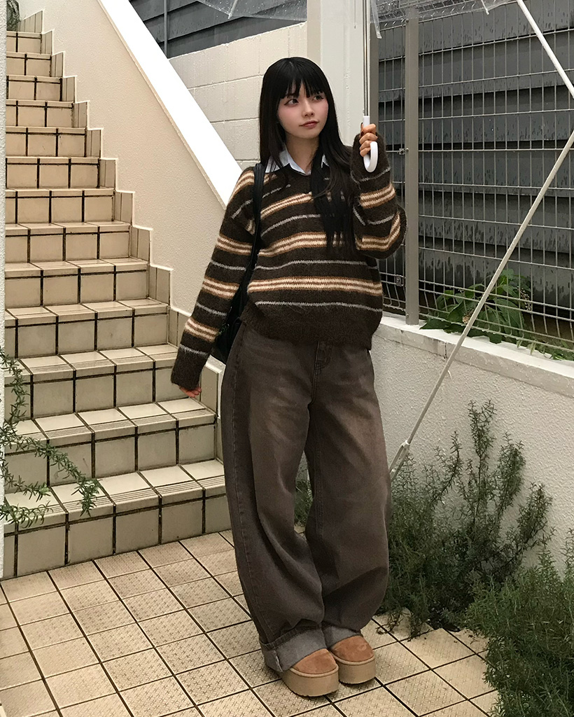 ブラウンワイドデニムパンツ | ファッション通販サイト NUGU