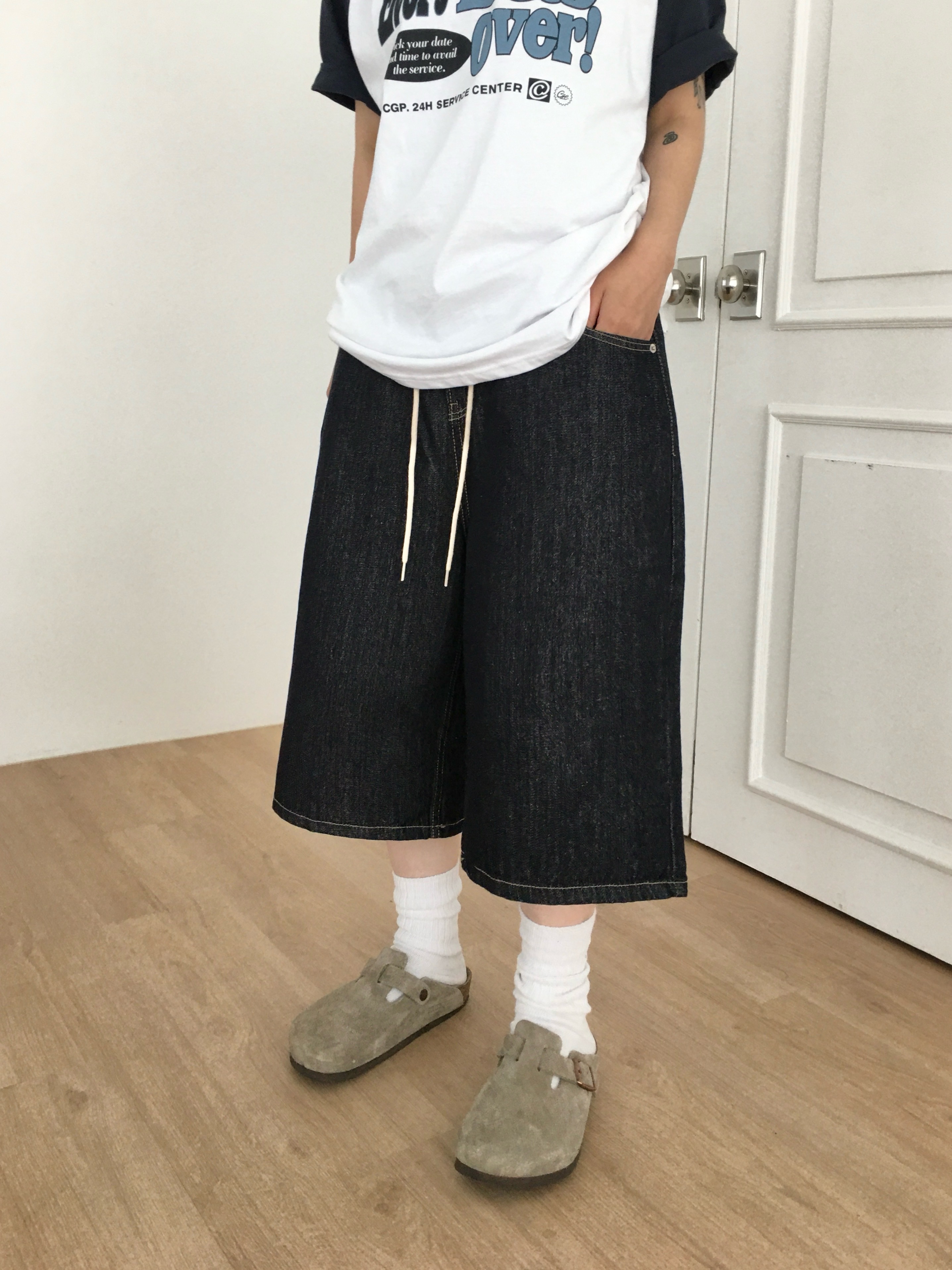 Ins galeハーフデニムパンツ　ジョーツ　7分丈　インディゴ　円堂守 Ins galeハーフデニムパンツ ジョーツ 7分丈 インディゴ 円堂守