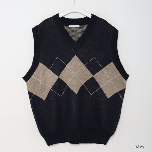 NOAH アーガイルベスト キッズ Vネックニットベスト アーガイル ネコポス – CLARAH