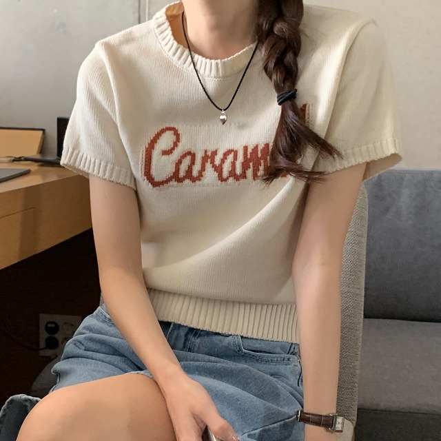 Caramelレタリング半袖ニット | ファッション通販サイト NUGU