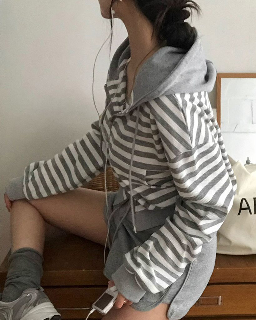 ORIGINAL) ワッフルストライプジップアップパーカー | ファッション