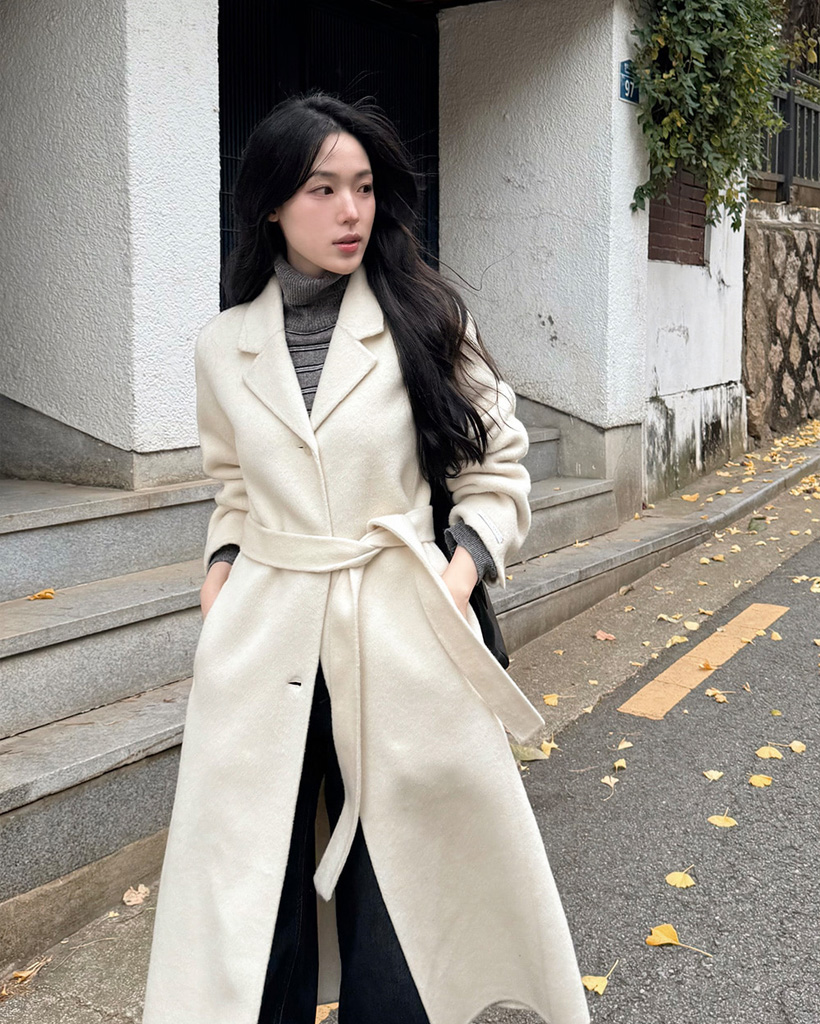 360度上品魅せ。衿2way比翼スタンドウール調ステンカラーコート