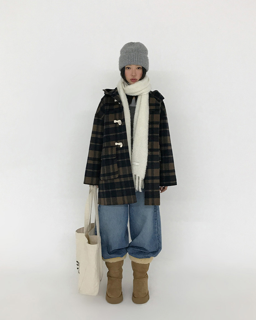 ORIGINAL]メーター チェックフード付きダッフルコート | ファッション