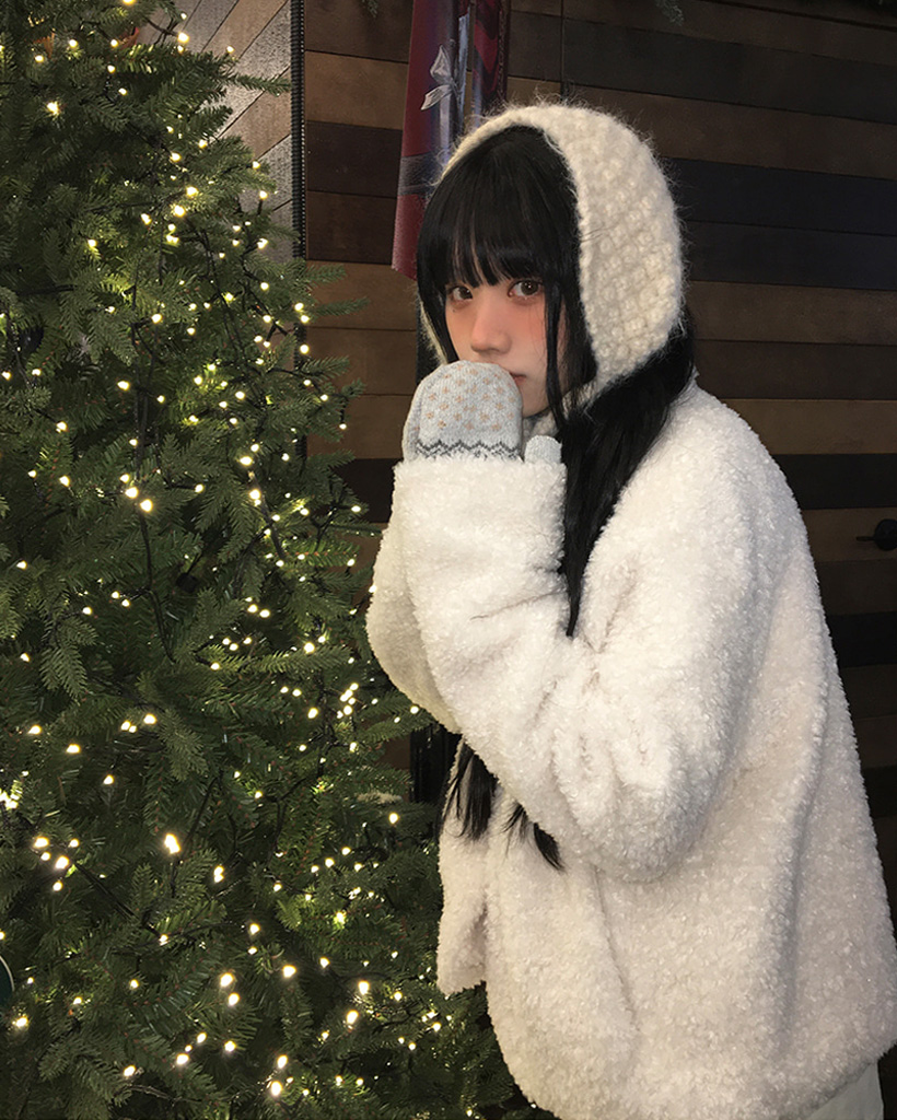 クリスマス/年末] ボアキルティングバックルショートコート (3color