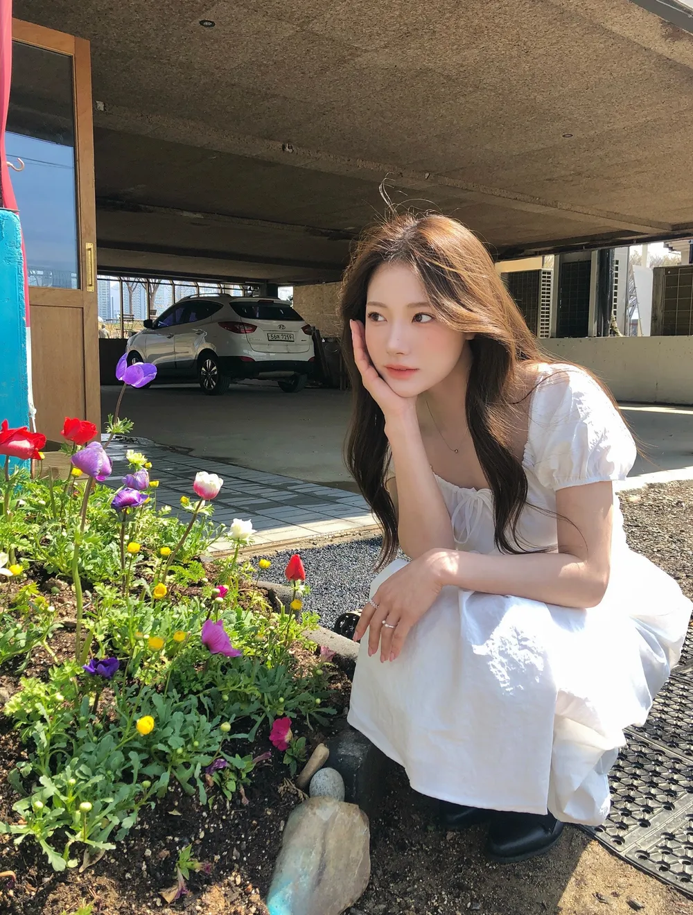 Brushel Ribbon Flare Long Dress