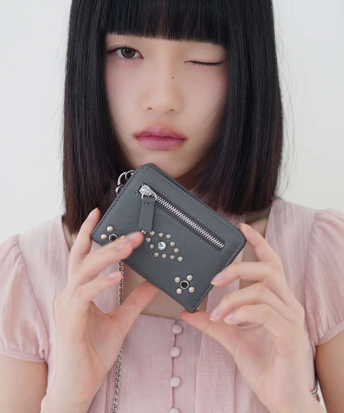 Studded Cross Wallet Charcoal | ファッション通販サイト NUGU