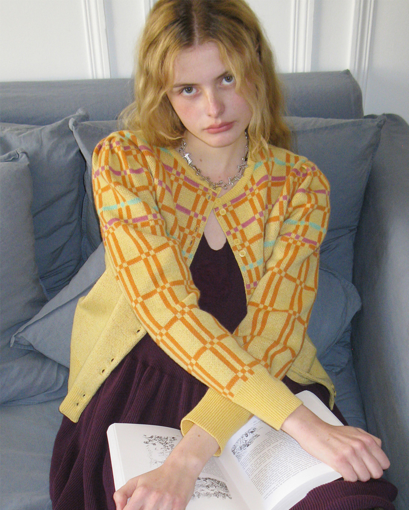 Prism Stripe Knit Cardigan (Yellow)