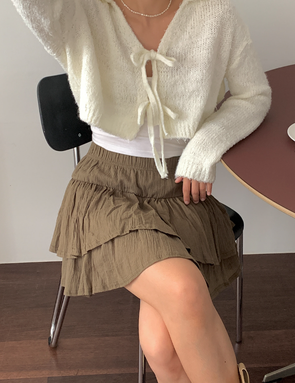 リボンポイントカラーニットボレロカーディガン | ファッション通販