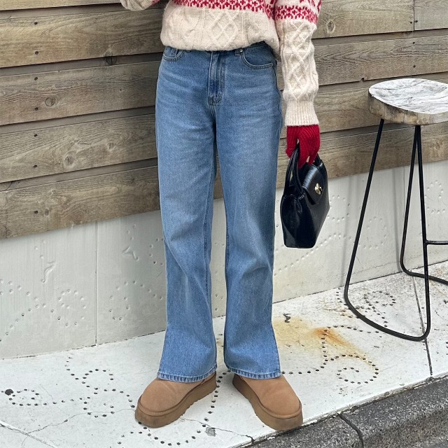 サイドスリットストレートデニムパンツ | ファッション通販サイト NUGU