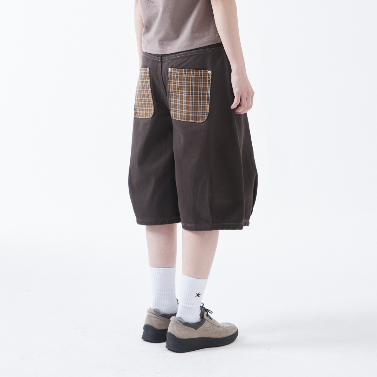 TCM check pocket half pants (brown) | ファッション通販サイト