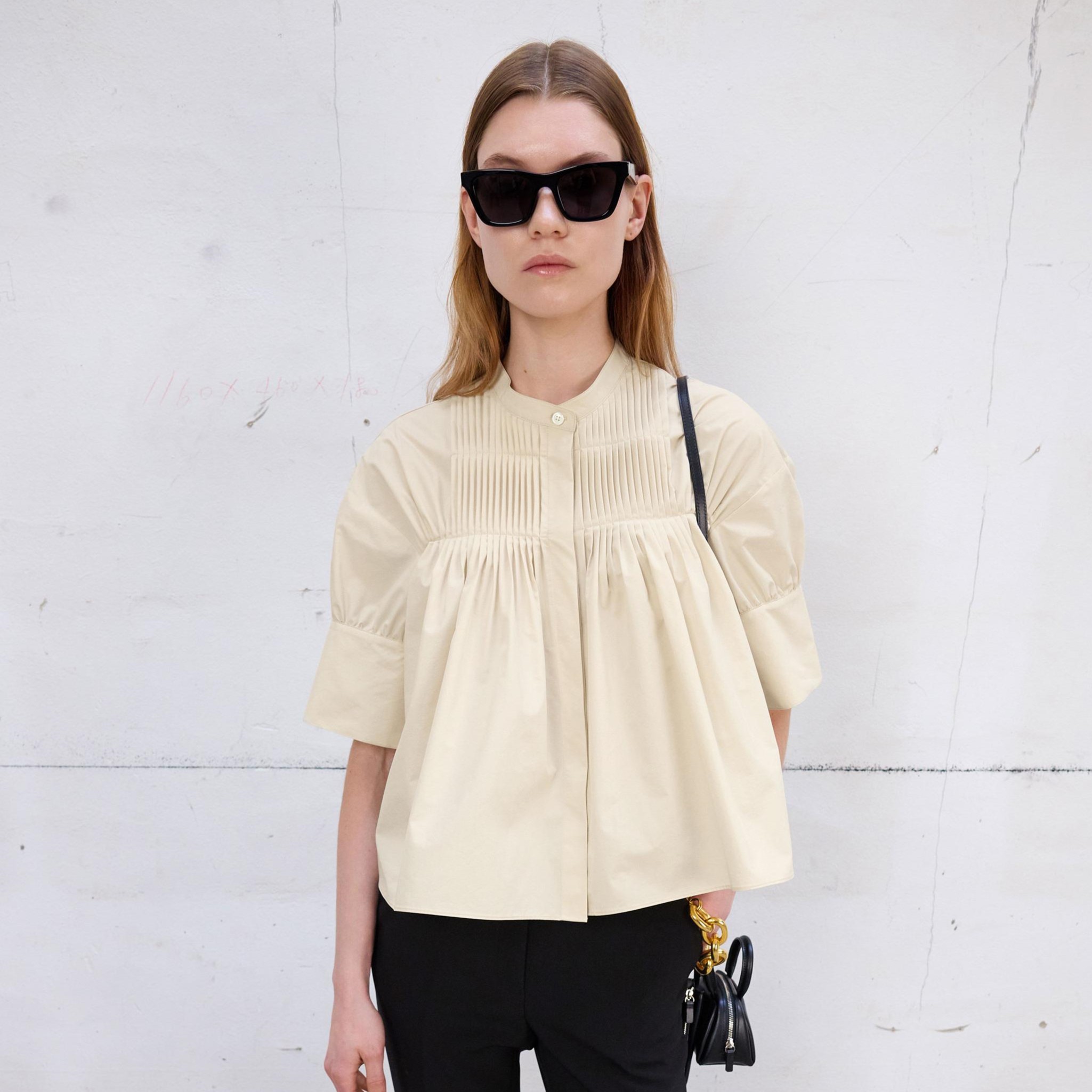 Cotton Pleated Blouse