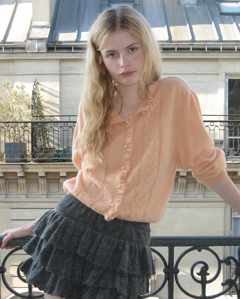 SN Ruffle Punching Cardigan (Apricot)