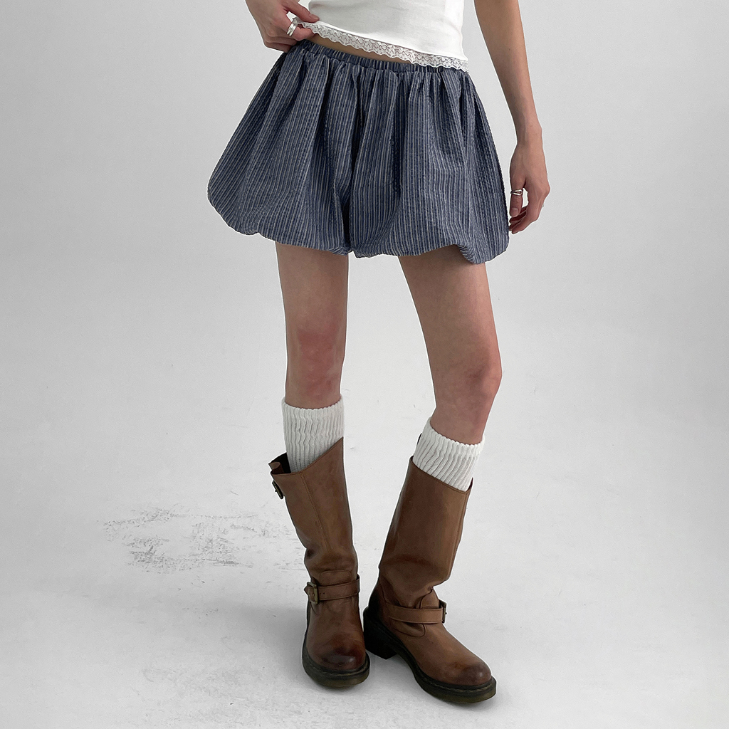 PLEATS PLEASE ストライプ バルーンショートパンツ ストライプバルーンショートパンツ | ファッション通販サイト NUGU