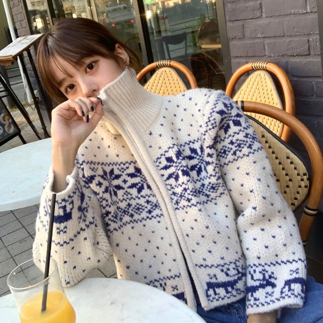 ヴィンテージノルディックニットジップアップ