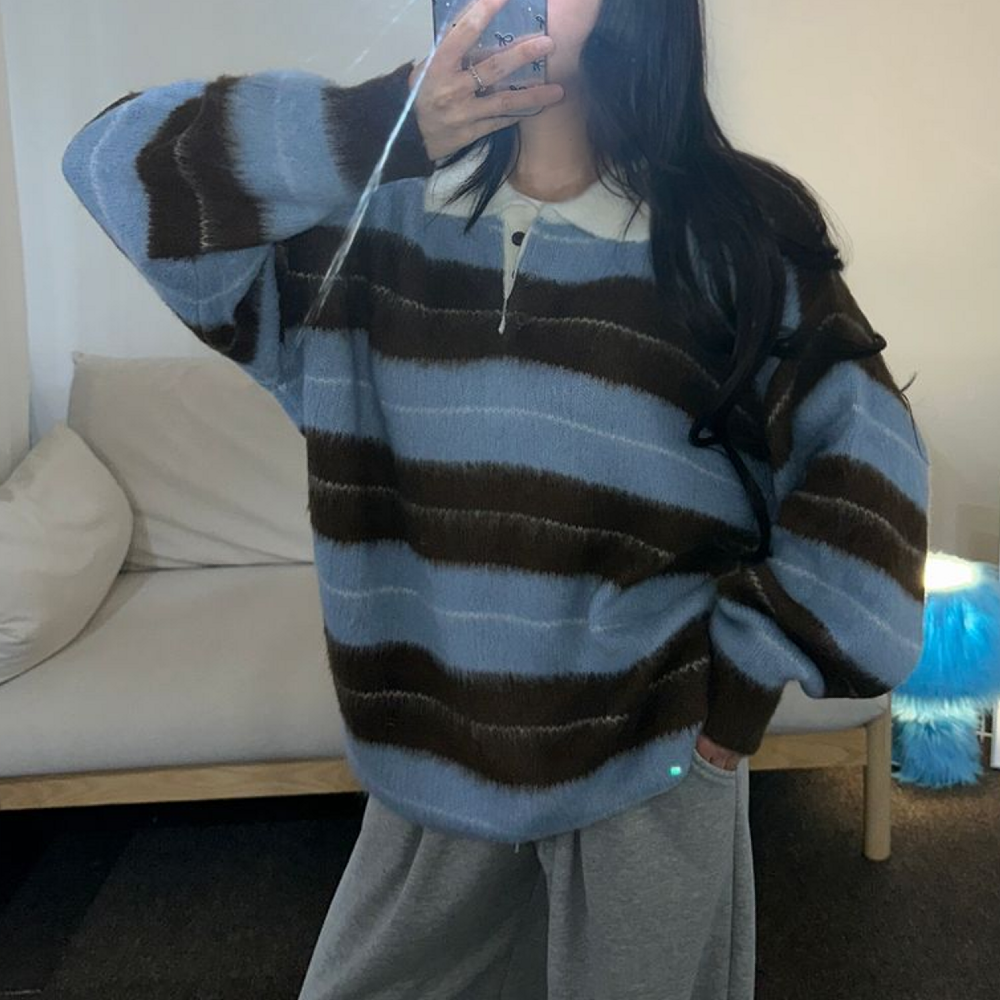 オーバーサイズボーダーニット