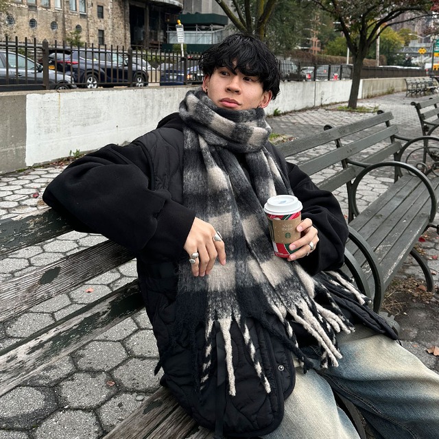 チェックボリュームマフラー