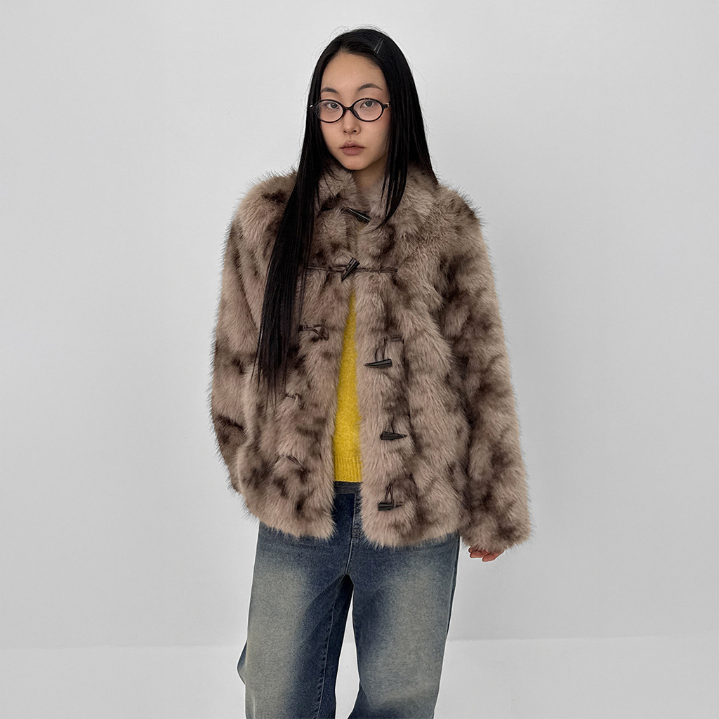 バイカラーダッフルボタンファージャケット