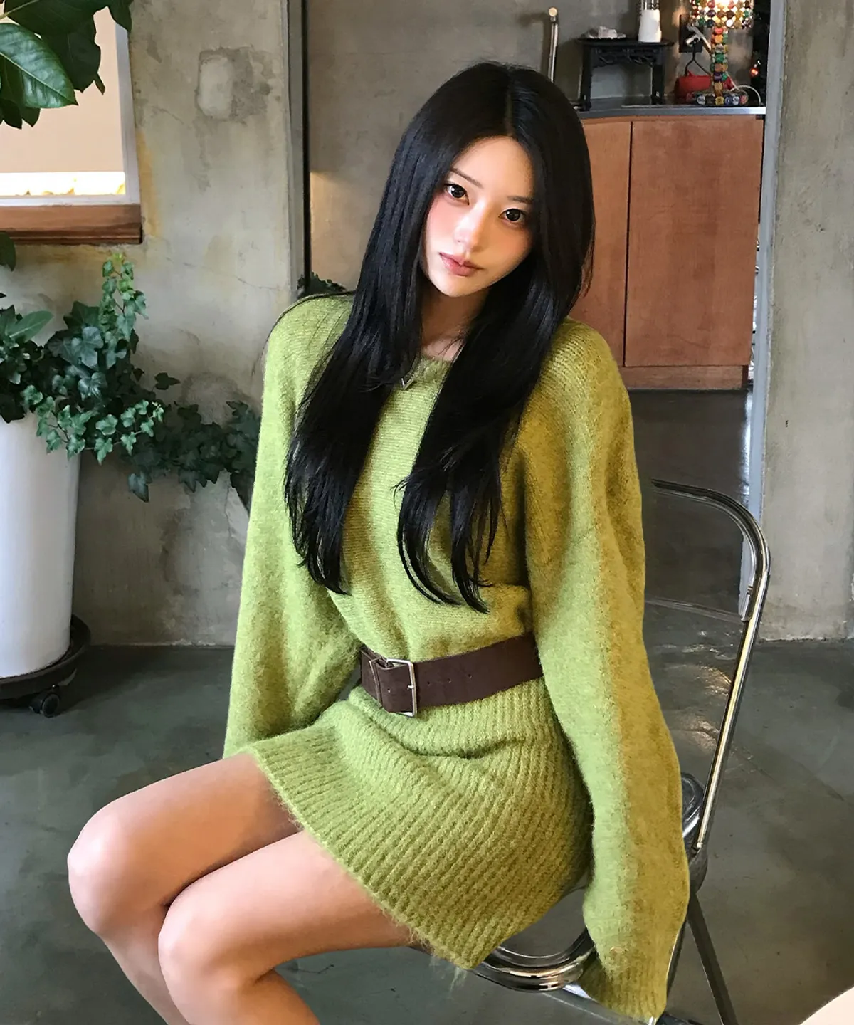 Rein Loose-Fit Knit Dress (Belt Set)