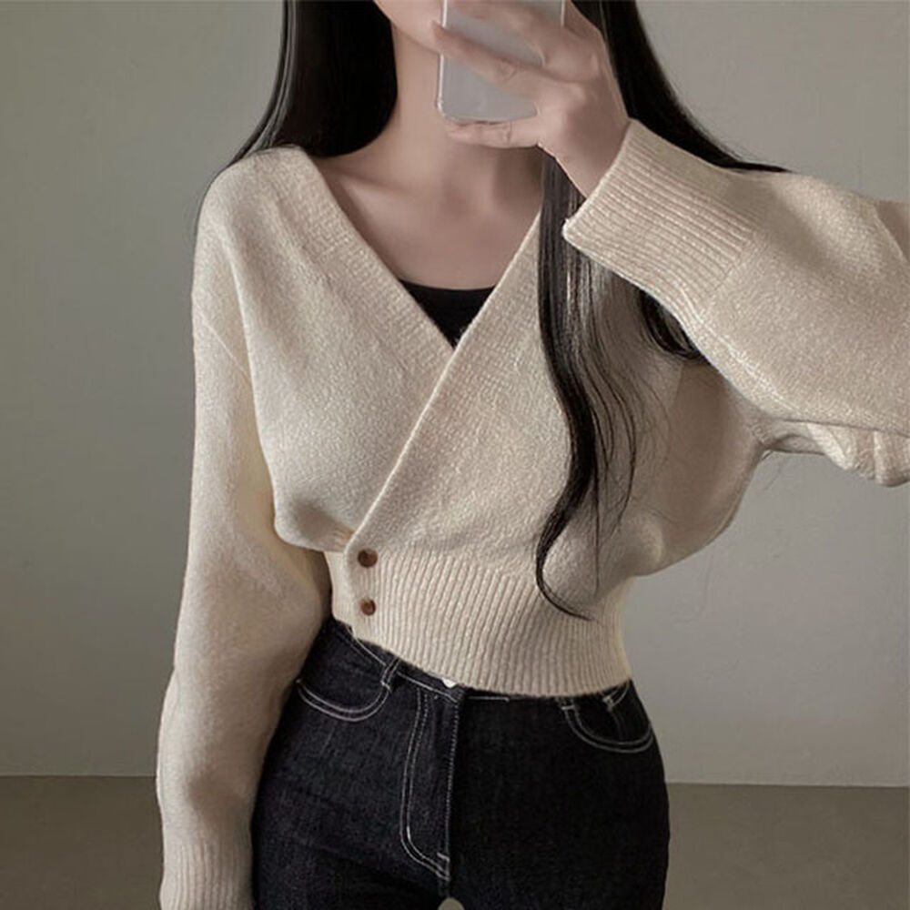 アイボリー クロップドニットカーディガン mily bilet カーディガン 「mily bilet」2wayぽこぽこ軽量クロップド丈