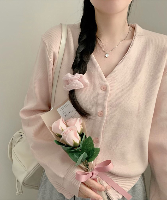 (14color) Vネックニットカーディガン