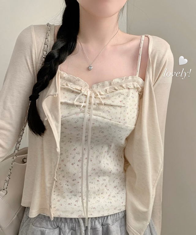 [SET](3color)フラワーリボンレースセットアップ