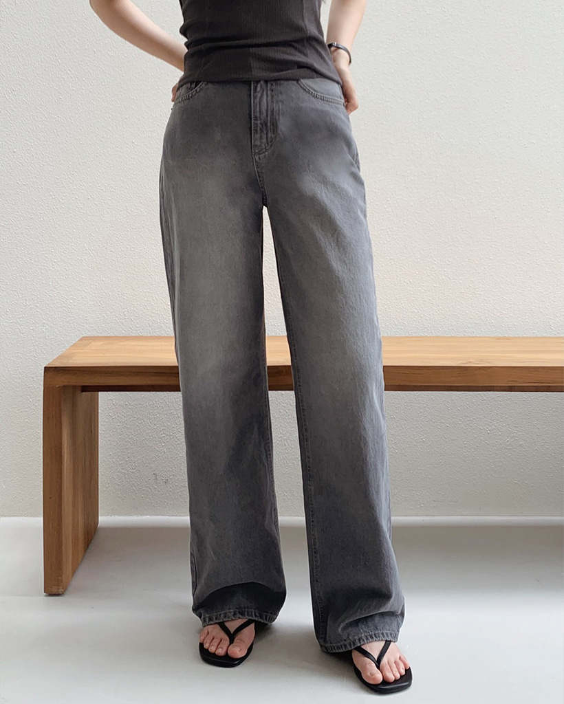 グレーウォッシュデニムパンツ | ファッション通販サイト NUGU