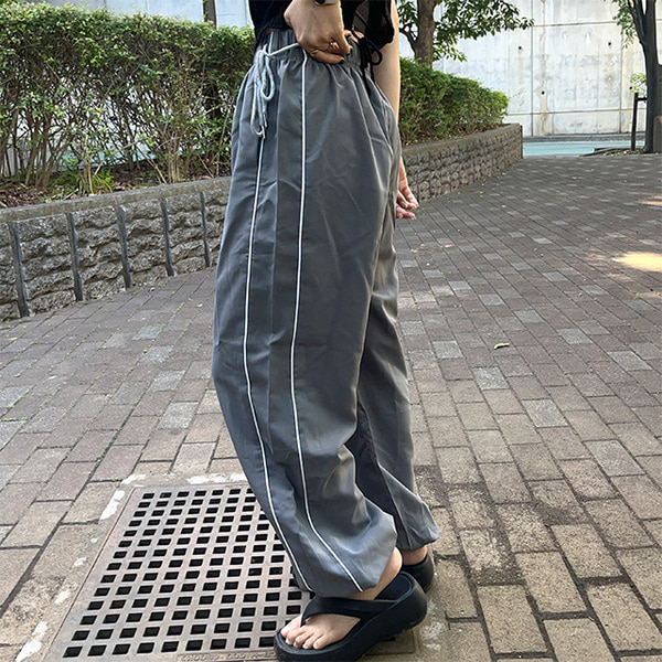 ★韓国の人気★ワイド バンディング ジョガーパン.ツ★Jogger★ サイドストリングバンディングジョガーパンツ | ファッション