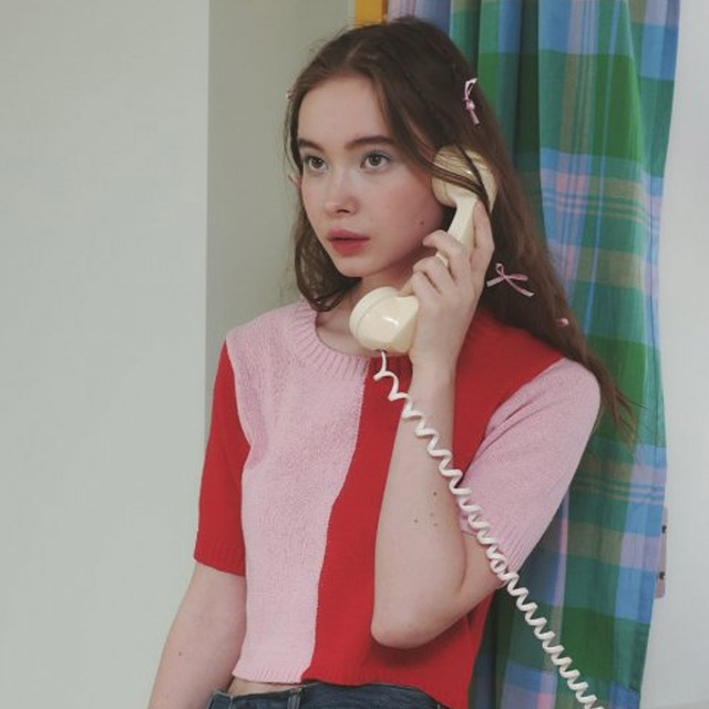 Sherbet Half and Half Sweater (Red & Pink) | ファッション通販