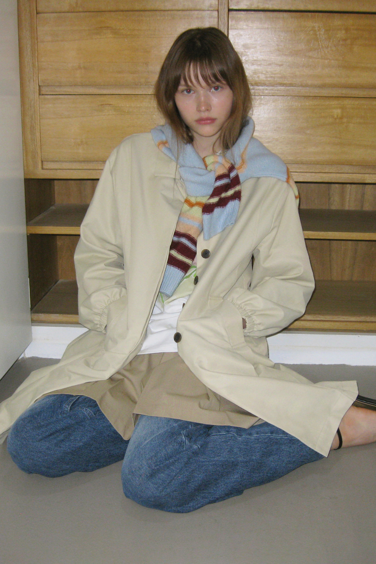 Tailored Pleated Jacket (Beige)