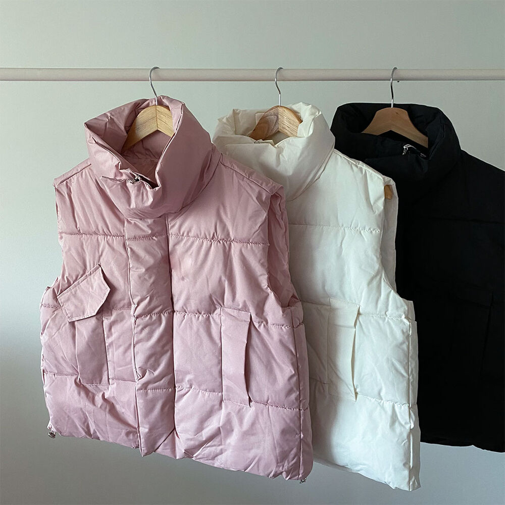 3color] ハイネックルーズポケットダウンベスト | ファッション通販