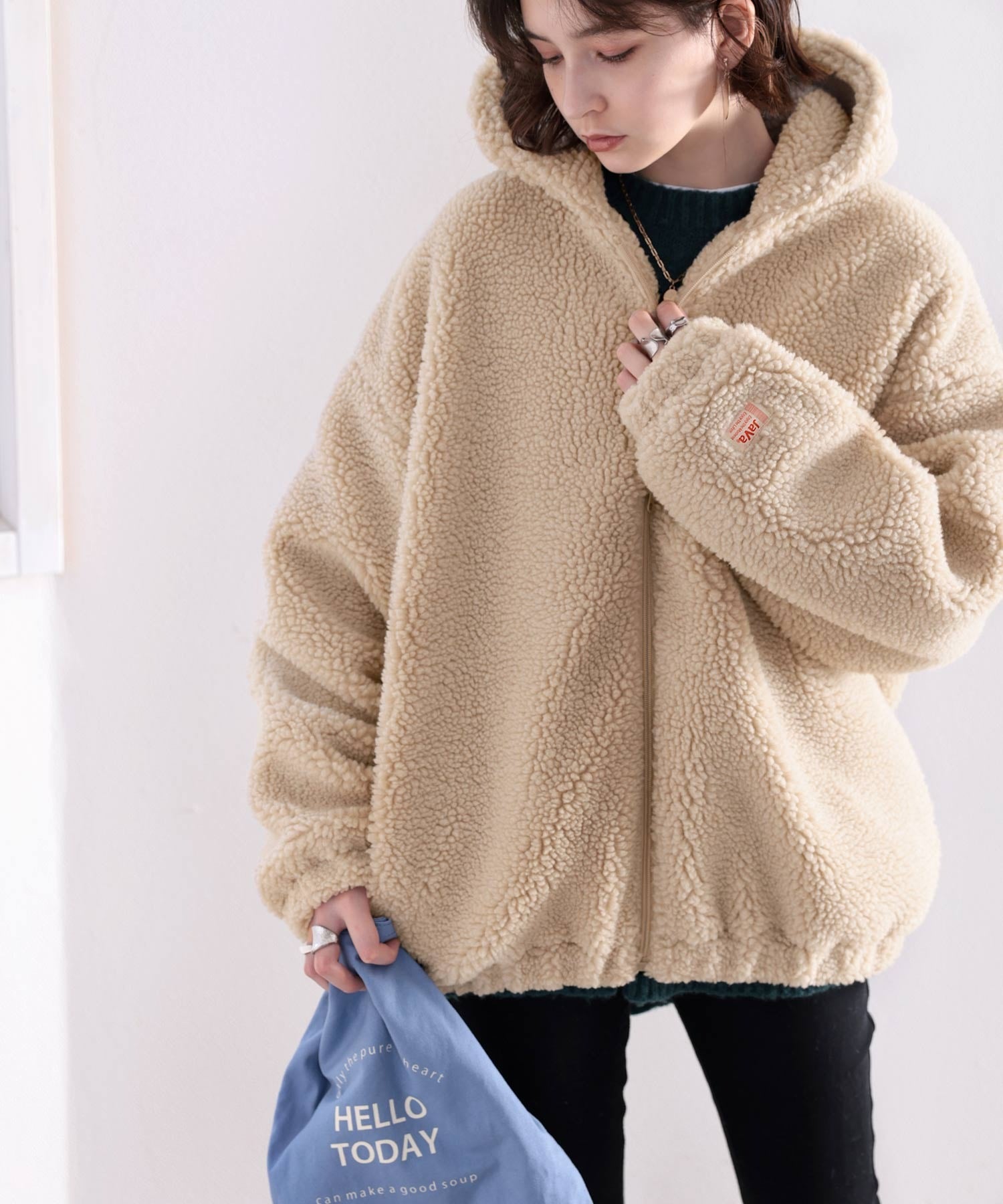 JaVa ジャバコラボ》もこもこ。JaVaワッペン付きボリュームボア