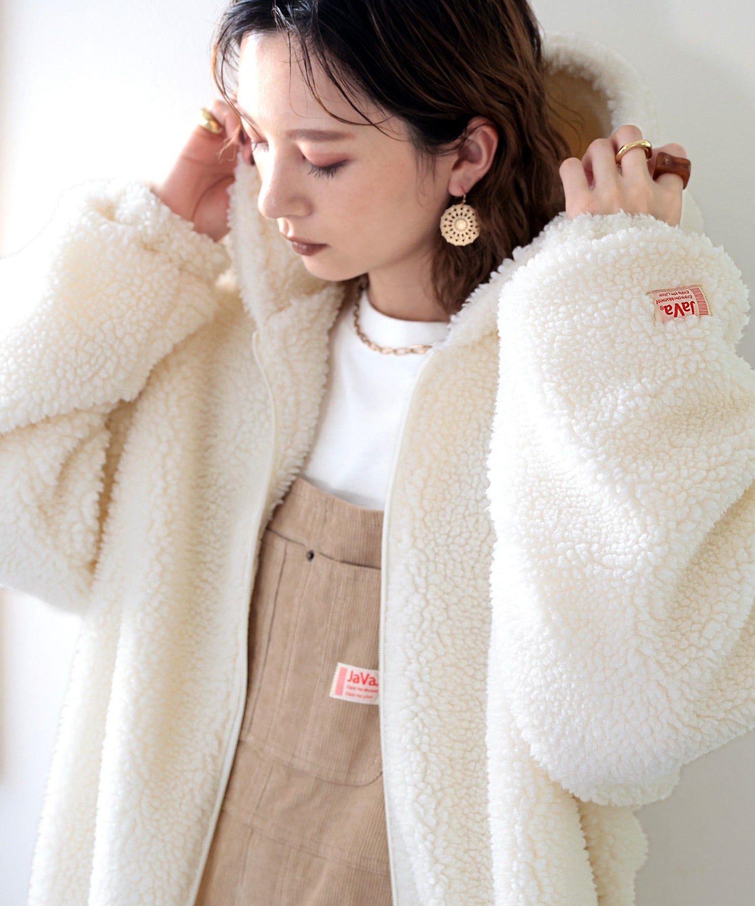 JaVa ジャバコラボ》もこもこ。JaVaワッペン付きボリュームボア