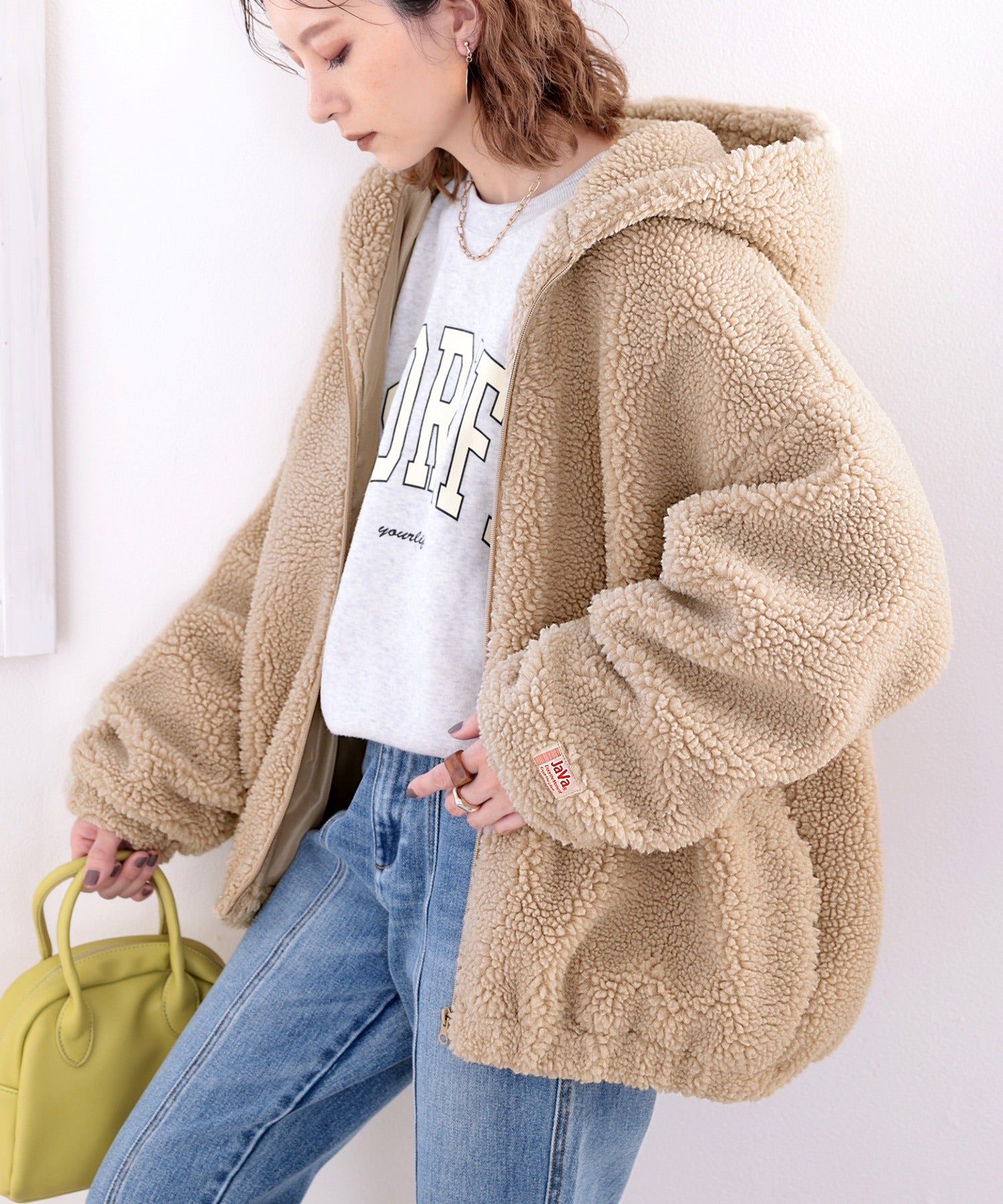 JaVa ジャバコラボ》もこもこ。JaVaワッペン付きボリュームボア