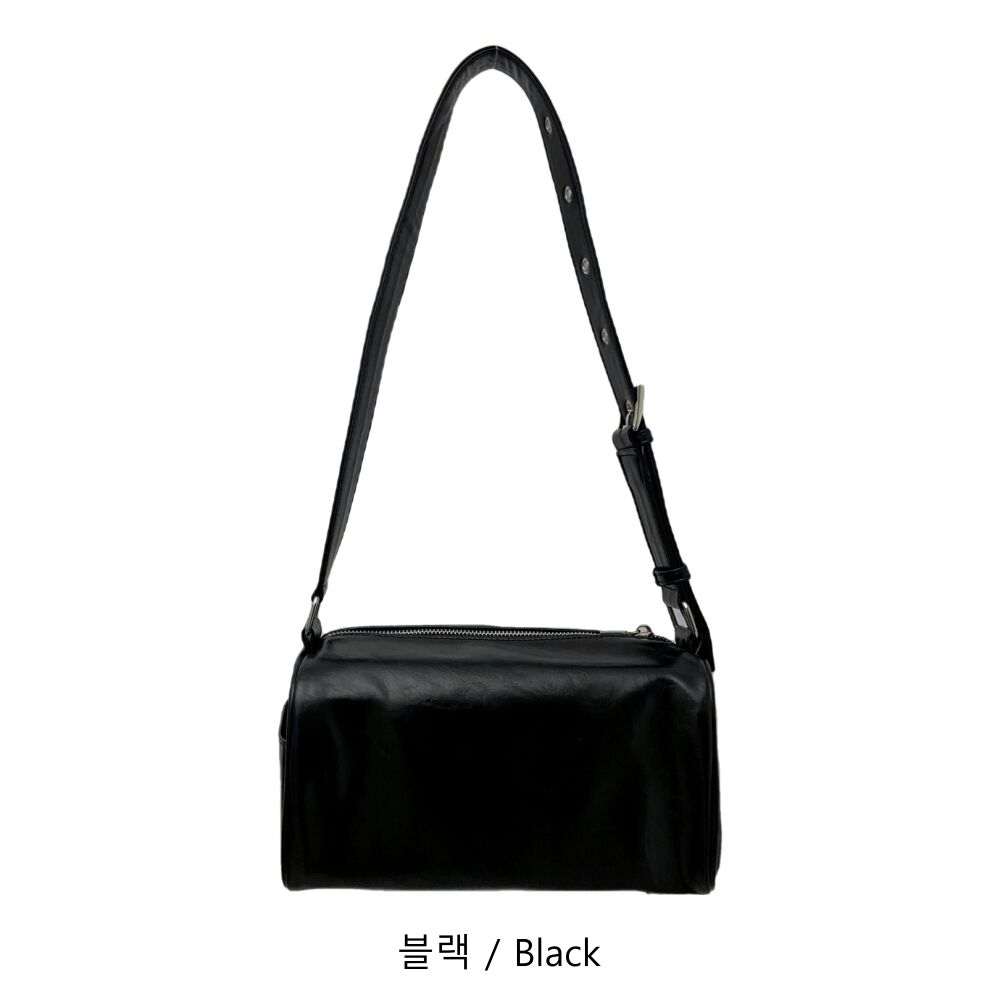 ブラックレザーショルダーバッグ ベルトストラップレザーショルダーバッグ?3color | ファッション通販