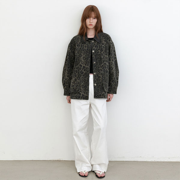 (JK-3067)LEOPARD WASHING DENIM JACKET
