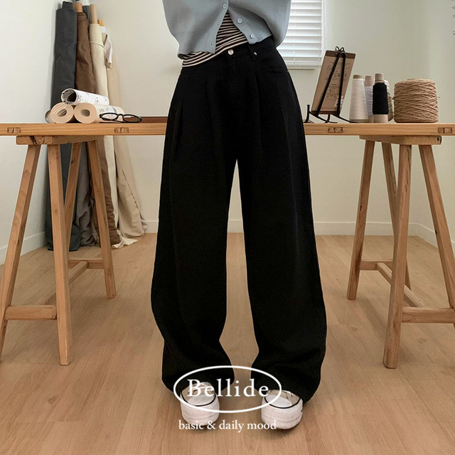 BELLIDE MADE] ツイル、ピンタックワイドパンツ | ファッション通販 