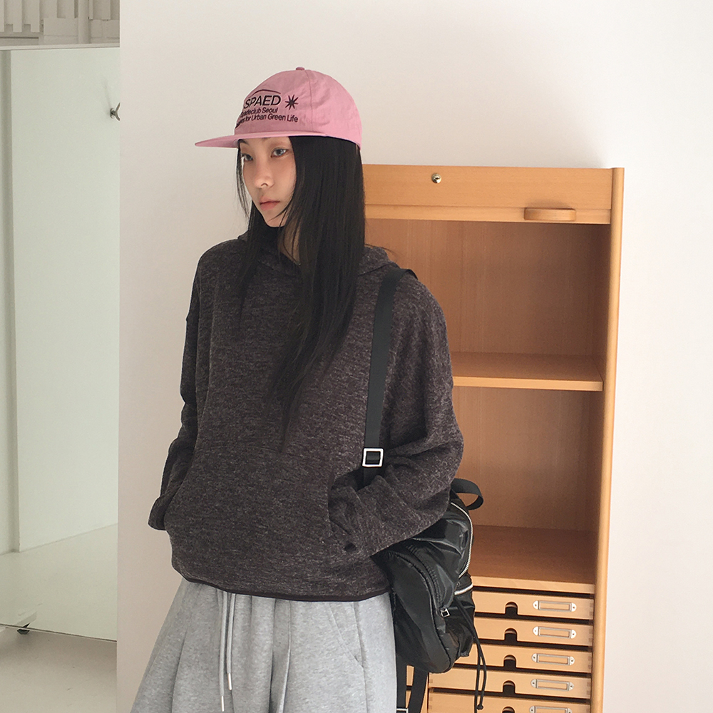 メランジバイカラールーズフィットフード付きニット | ファッション