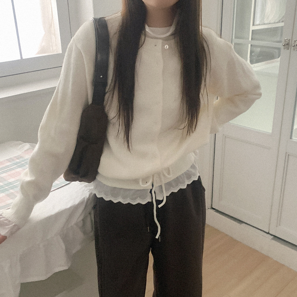 レース フリル カーディガン