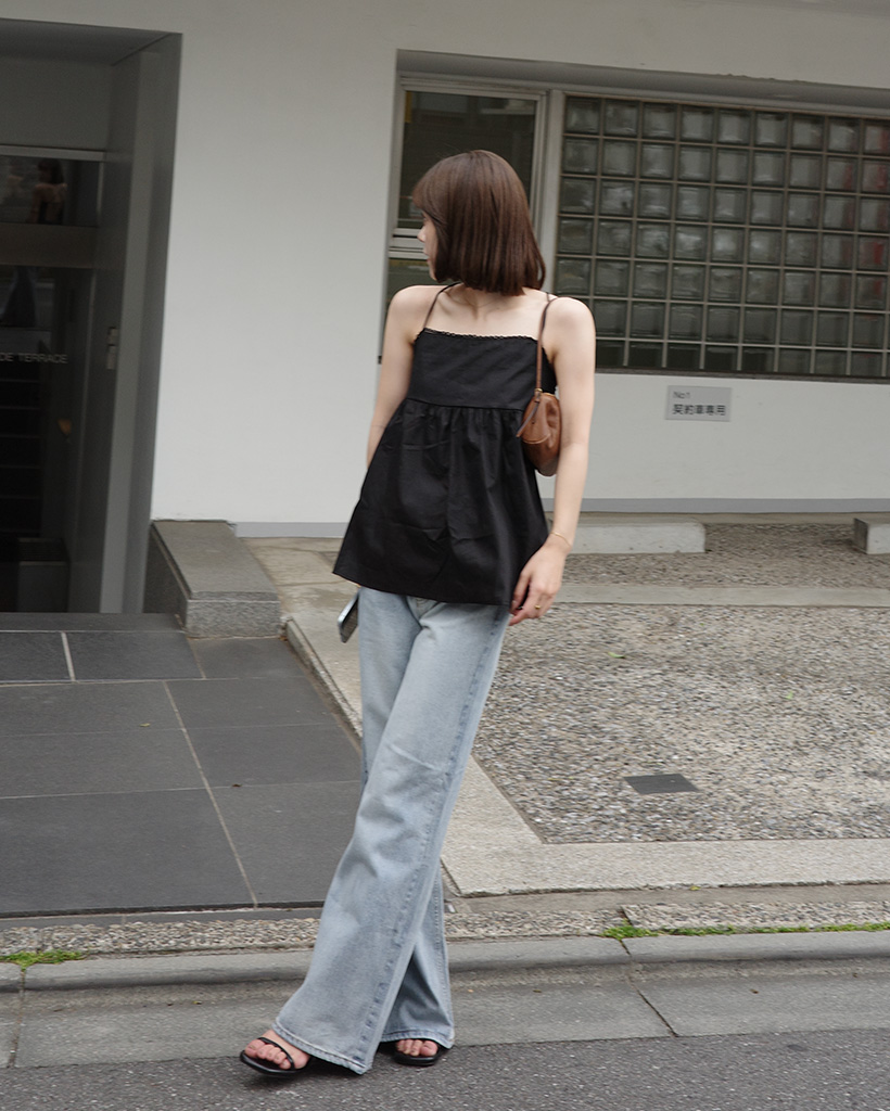 デニム ハイウエスト ワイドレッグパンツ ジーンズ ウォッシュ 4 Washed Wide Legs Denim | MODE SPACE