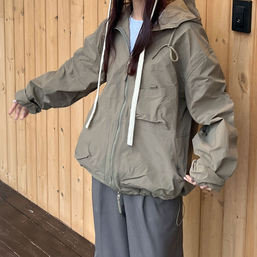 ユニセックス) ポケットフードウィンドブレーカー